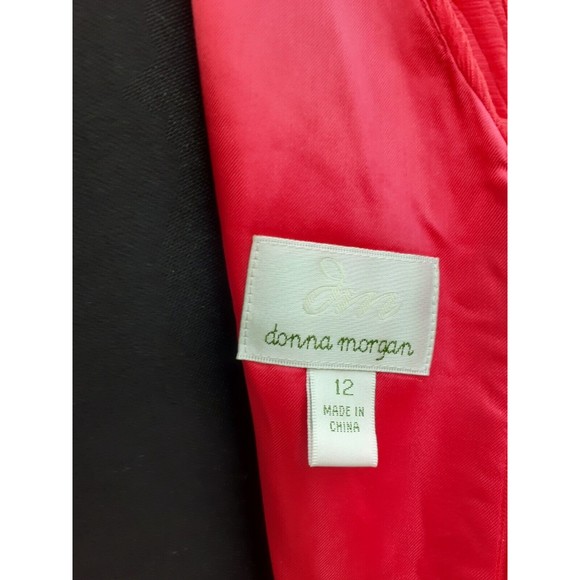Donna Morgan 100% Silk Textured A Line Dress Red Lined Size 12 Sleeveless Zipper - Picture 7 of 8